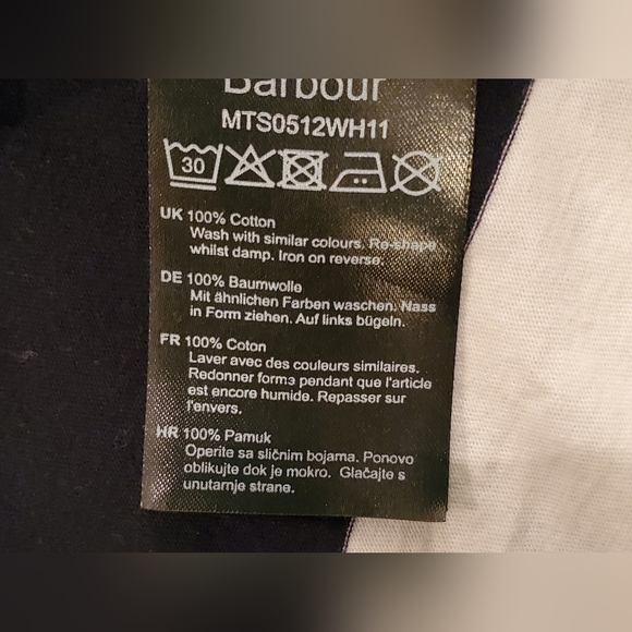 Barbour White Blue Stripe Cotton T-Shirt Small - Picture 5 of 8